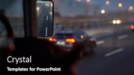  Presentation with road bus - Cool new slide deck with bus-trip-on-a-highway backdrop and a black colored foreground