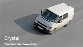  Presentation with road bus - Colorful slides enhanced with bus truck - blank white van on road backdrop and a gray colored foreground