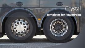  Presentation with bus - Cool new slide deck with bus-wheels-on-the-back backdrop and a dark gray colored foreground