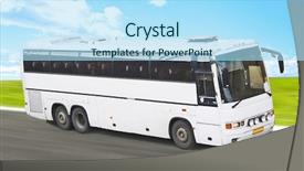  Presentation with road bus - Presentation theme enhanced with painting road - bus background and a light blue colored foreground