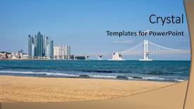  Presentation with south beach - Presentation design consisting of busan a large port city background and a light blue colored foreground