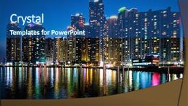  Presentation with marina self reflection - Beautiful presentation featuring busan marina city skyscrapers illluminated backdrop and a ocean colored foreground