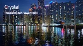  Presentation with marina self reflection - Audience pleasing slide deck consisting of busan marina city skyscrapers illluminated backdrop and a  colored foreground