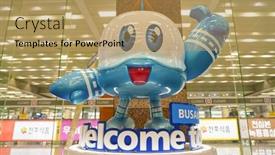  Presentation with airport terminal - Beautiful PPT theme featuring busan-south-korea-circa backdrop and a yellow colored foreground