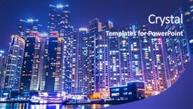  Presentation with mongolian state south korea - Slide set with busan south korea skyline background and a  colored foreground