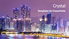  Presentation with korea - Audience pleasing PPT theme consisting of busan south korea skyline backdrop and a coral colored foreground