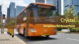  Presentation with bus - Cool new PPT theme with pool traveling and vacation concept backdrop and a ocean colored foreground.