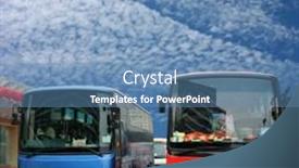  Presentation with buses - Beautiful presentation theme featuring buses-waiting-for-tourists backdrop and a teal colored foreground