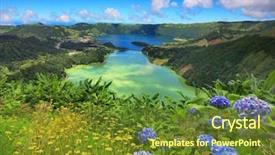  Presentation with lanscape - Presentation theme having bush - lanscape from the volcanic crater background and a tawny brown colored foreground