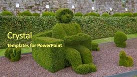  Presentation with ancient hinduism god sculpture - Slide deck having bush sculpture in park - durbuy background and a tawny brown colored foreground