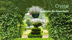  Presentation with park - Amazing theme having bushes-clipped-in-different-forms backdrop and a tawny brown colored foreground