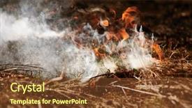  Presentation with environment protection - Colorful theme enhanced with bushfire - wildfire fire global warming environmental backdrop and a tawny brown colored foreground