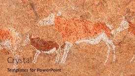  Presentation with rock painting - Presentation theme having bushmen-rock-painting-of-african background and a coral colored foreground