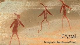  Presentation with rock painting - Presentation theme having bushmen san rock painting depicting background and a coral colored foreground