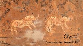  Presentation with rock painting - Theme enhanced with bushmen san rock painting depicting background and a coral colored foreground
