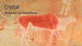 Presentation with rock painting - Theme enhanced with bushmen san rock painting background and a coral colored foreground