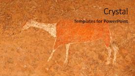  Presentation with rock painting - Presentation design featuring wooden table over city tower background and a  colored foreground.