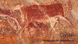  Presentation with rock painting - Presentation theme having bushmen san rock painting background and a red colored foreground