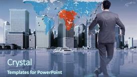  Presentation with telemedicine word cloud concept - Slide set consisting of busienssman in world transportation concept background and a ocean colored foreground