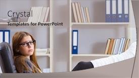  Presentation with broken leg - Theme with busiesswoman-employee-with-broken-leg background and a light gray colored foreground