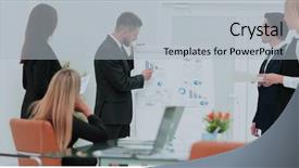  Presentation with company - Slide set consisting of busines - manager of the company holds background and a light gray colored foreground