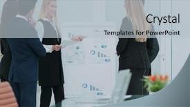  Presentation with project manager meeting - PPT layouts having busines - manager of the company holds background and a light blue colored foreground