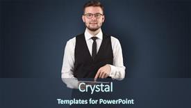  Presentation with tablet - Presentation design consisting of technology case study - handsome spectacled businessman holding background and a tawny brown colored foreground