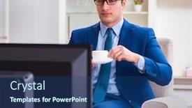  Presentation with office - Presentation enhanced with businesman-watching-tv-in-office background and a ocean colored foreground