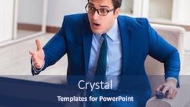  Presentation with office - Audience pleasing slide set consisting of businesman-watching-tv-in-office backdrop and a ocean colored foreground