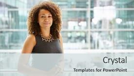  Presentation with african american business - Audience pleasing slide deck consisting of business - african american businesswoman portrait waist backdrop and a sky blue colored foreground