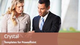  Presentation with meeting - Theme consisting of business - businessman and businesswomen having informal background and a coral colored foreground