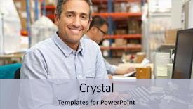  Presentation with warehouse - Presentation design with business - businessman working at desk background and a light blue colored foreground