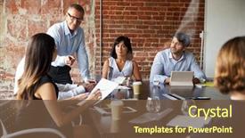  Presentation with meeting - PPT layouts with business - businesspeople meeting in modern boardroom background and a tawny brown colored foreground