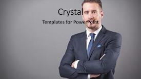  Presentation with grey - Slide set with business - handsome businessman standing with arms background and a light gray colored foreground