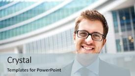  Presentation with urban - Slide set featuring business - portrait of an handsome businessman background and a lemonade colored foreground