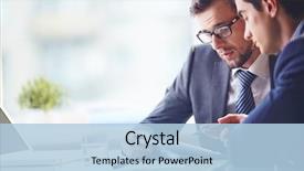  Presentation with listening - Audience pleasing presentation consisting of business - young manager listening to his backdrop and a light blue colored foreground