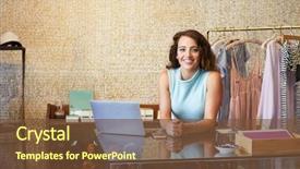  Presentation with clothes - Cool new presentation design with business - young woman working in clothes backdrop and a tawny brown colored foreground