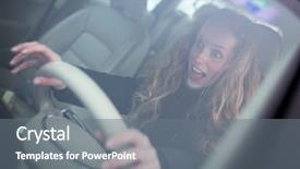  Presentation with mom driving - Cool new presentation theme with business 2015 - pretty young woman driving her backdrop and a gray colored foreground