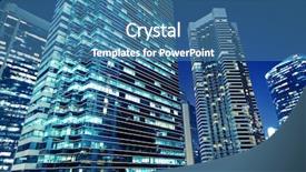  Presentation with tall buildings - Colorful slide deck enhanced with business abstract - tall office buildings by night backdrop and a teal colored foreground