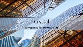  Presentation with office buildings - Presentation design having business abstract white - office buildings background and a light blue colored foreground