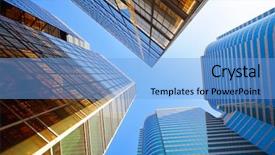 Presentation with office buildings - Amazing presentation having business abstract white - office buildings backdrop and a light blue colored foreground