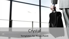  Presentation with suitcase - Colorful slide set enhanced with business accelerator - back view of businessman backdrop and a light gray colored foreground