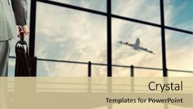  Presentation with airport lisbon - Audience pleasing slide set consisting of business accelerator - back view of businessman backdrop and a lemonade colored foreground