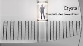  Presentation with promotion - Beautiful slides featuring business accelerator - businessmen in accelerated and fast backdrop and a light gray colored foreground