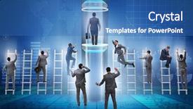  Presentation with promotion - Slides featuring business accelerator - businessmen in accelerated and fast background and a  colored foreground