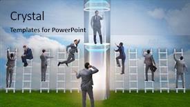  Presentation with promotion - Colorful slide set enhanced with business accelerator - businessmen in accelerated and fast backdrop and a  colored foreground