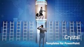  Presentation with promotion - Slide deck with business accelerator - businesswoman in accelerated and fast background and a teal colored foreground