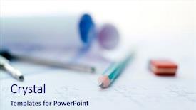  Presentation with accessories - PPT theme enhanced with business accessories on a background background and a sky blue colored foreground