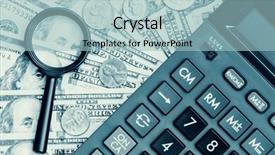  Presentation with financial accounting - Audience pleasing theme consisting of business accounting or financial audit - stack of dollar bills with a calculator and a magnifying glass backdrop and a light blue colored foreground