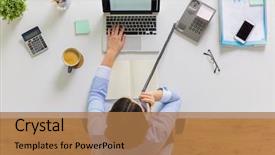  Presentation with accounting - PPT theme consisting of business accounting and people concept background and a coral colored foreground